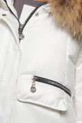 Купить Куртка зимняя женская модная с мехом белого цвета 132298Bl, фото 17