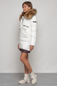 Купить Куртка зимняя женская модная с мехом белого цвета 132298Bl, фото 2