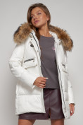 Купить Куртка зимняя женская модная с мехом белого цвета 132298Bl, фото 22