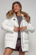 Купить Куртка зимняя женская модная с мехом белого цвета 132298Bl, фото 24