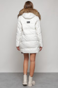 Купить Куртка зимняя женская модная с мехом белого цвета 132298Bl, фото 4
