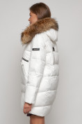 Купить Куртка зимняя женская модная с мехом белого цвета 132298Bl, фото 5