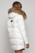 Купить Куртка зимняя женская модная с мехом белого цвета 132298Bl, фото 6