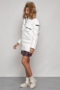 Купить Куртка зимняя женская модная с мехом белого цвета 132298Bl, фото 8