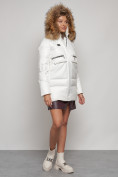 Купить Куртка зимняя женская модная с мехом белого цвета 132298Bl, фото 9