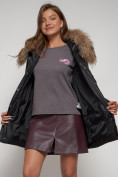 Купить Куртка зимняя женская модная с мехом черного цвета 132298Ch, фото 17