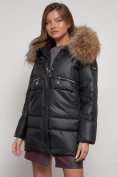 Купить Куртка зимняя женская модная с мехом черного цвета 132298Ch, фото 19