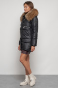 Купить Куртка зимняя женская модная с мехом черного цвета 132298Ch, фото 2