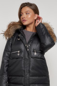 Купить Куртка зимняя женская модная с мехом черного цвета 132298Ch, фото 20