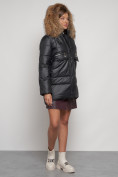 Купить Куртка зимняя женская модная с мехом черного цвета 132298Ch, фото 7