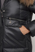 Купить Куртка зимняя женская модная с мехом черного цвета 132298Ch, фото 9
