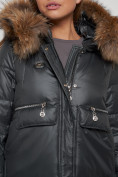 Купить Куртка зимняя женская модная с мехом темно-серого цвета 132298TC, фото 14