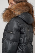 Купить Куртка зимняя женская модная с мехом темно-серого цвета 132298TC, фото 15