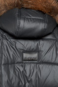 Купить Куртка зимняя женская модная с мехом темно-серого цвета 132298TC, фото 17