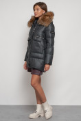 Купить Куртка зимняя женская модная с мехом темно-серого цвета 132298TC, фото 2