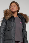 Купить Куртка зимняя женская модная с мехом темно-серого цвета 132298TC, фото 21