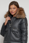 Купить Куртка зимняя женская модная с мехом темно-серого цвета 132298TC, фото 24
