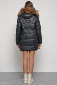 Купить Куртка зимняя женская модная с мехом темно-серого цвета 132298TC, фото 4