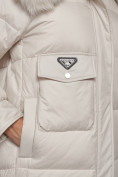 Купить Куртка зимняя женская модная с мехом бежевого цвета 13301B, фото 13