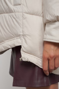 Купить Куртка зимняя женская модная с мехом бежевого цвета 13301B, фото 17