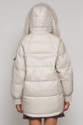 Купить Куртка зимняя женская модная с мехом бежевого цвета 13301B, фото 8