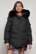 Купить Куртка зимняя женская модная с мехом черного цвета 13301Ch, фото 10