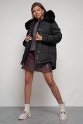 Купить Куртка зимняя женская модная с мехом черного цвета 13301Ch, фото 18