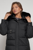 Купить Куртка зимняя женская модная с мехом черного цвета 13301Ch, фото 23