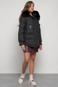 Купить Куртка зимняя женская модная с мехом черного цвета 13301Ch, фото 3