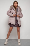 Купить Куртка зимняя женская модная с мехом светло-коричневого цвета 13301SK, фото 14