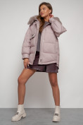 Купить Куртка зимняя женская модная с мехом светло-коричневого цвета 13301SK, фото 16