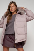 Купить Куртка зимняя женская модная с мехом светло-коричневого цвета 13301SK, фото 18