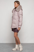 Купить Куртка зимняя женская модная с мехом светло-коричневого цвета 13301SK, фото 2