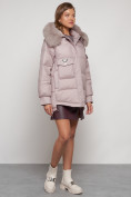 Купить Куртка зимняя женская модная с мехом светло-коричневого цвета 13301SK, фото 3