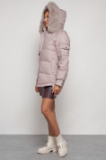 Купить Куртка зимняя женская модная с мехом светло-коричневого цвета 13301SK, фото 6