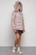 Купить Куртка зимняя женская модная с мехом светло-коричневого цвета 13301SK, фото 7