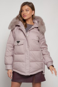 Купить Куртка зимняя женская модная с мехом светло-коричневого цвета 13301SK, фото 8