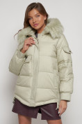 Купить Куртка зимняя женская модная с мехом светло-зеленого цвета 13301ZS, фото 11