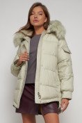 Купить Куртка зимняя женская модная с мехом светло-зеленого цвета 13301ZS, фото 18