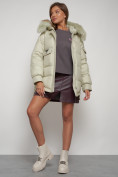 Купить Куртка зимняя женская модная с мехом светло-зеленого цвета 13301ZS, фото 19