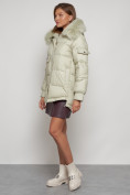 Купить Куртка зимняя женская модная с мехом светло-зеленого цвета 13301ZS, фото 2