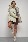 Купить Куртка зимняя женская модная с мехом светло-зеленого цвета 13301ZS, фото 21