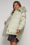 Купить Куртка зимняя женская модная с мехом светло-зеленого цвета 13301ZS, фото 22