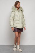 Купить Куртка зимняя женская модная с мехом светло-зеленого цвета 13301ZS, фото 3