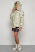Купить Куртка зимняя женская модная с мехом светло-зеленого цвета 13301ZS, фото 6