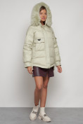 Купить Куртка зимняя женская модная с мехом светло-зеленого цвета 13301ZS, фото 7