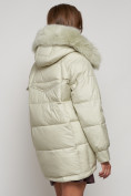 Купить Куртка зимняя женская модная с мехом светло-зеленого цвета 13301ZS, фото 9