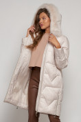 Купить Пальто утепленное с капюшоном зимнее женское бежевого цвета 13305B, фото 15