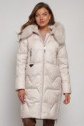 Купить Пальто утепленное с капюшоном зимнее женское бежевого цвета 13305B, фото 17