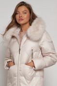 Купить Пальто утепленное с капюшоном зимнее женское бежевого цвета 13305B, фото 18